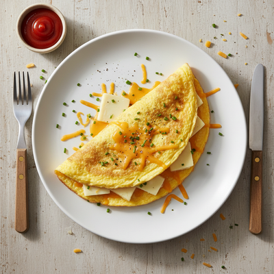 cheese omelette from top view and square image