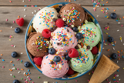 ice cream from top view