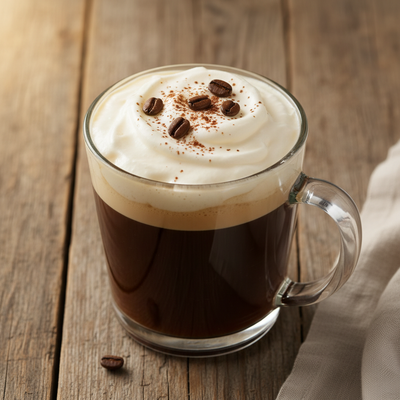 Irish coffee from top view and square image