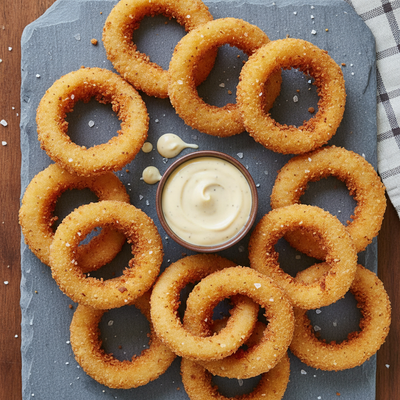 onion rings from top view and square image