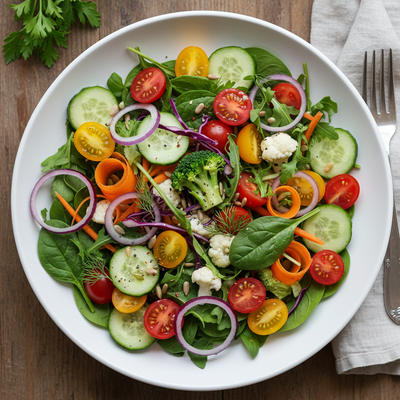 salad from top view and square image