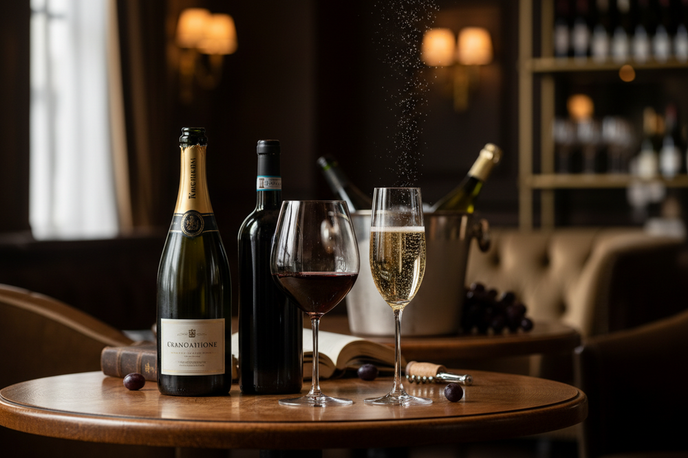 Wine and sparkling wine in one image